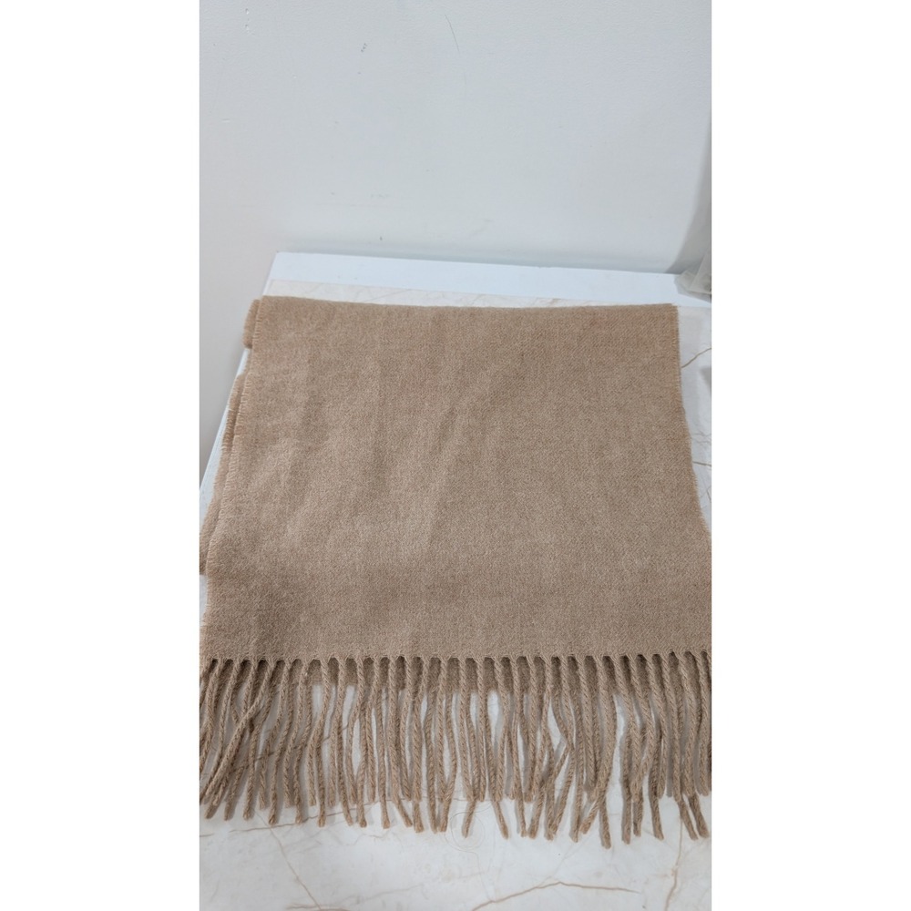 Charter Club Luxury 100% Cashmere Scarf Camel Tan Fringe Trim One Size Wrap